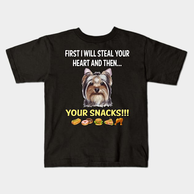 Steal Heart Yorkshire Terrier 53 Kids T-Shirt by blakelan128